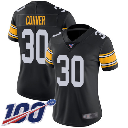 Women Pittsburgh Steelers Football 30 Limited Black James Conner Alternate 100th Season Vapor Untouchable Nike NFL Jersey